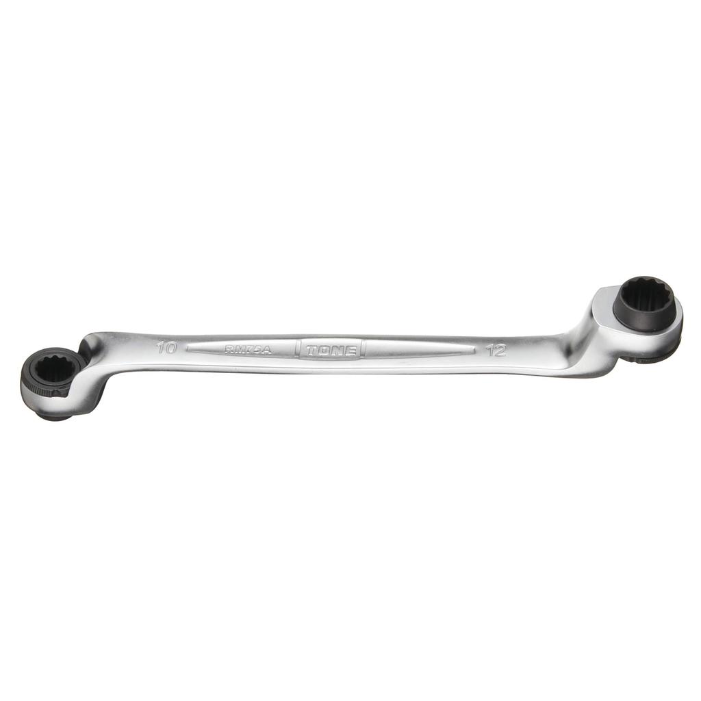 TONE 75 Degree Double Ended Ratchet Box Wrench Hole Width Across Flats 10 X 12 Mm (deep Type) RM75A-1012