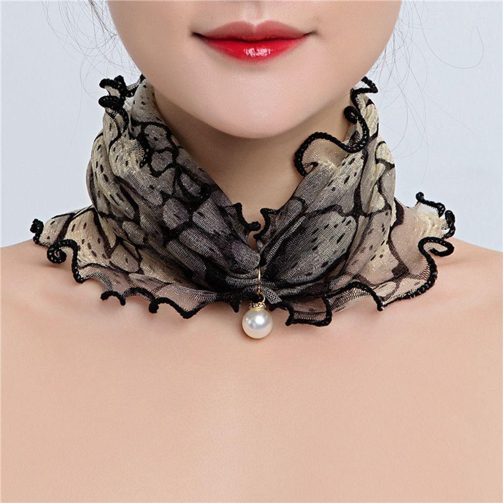Wave point Ruffle Edge Flower Stripe Female Shawl Printed Scarf Korean Style Scarves Summer Bib
