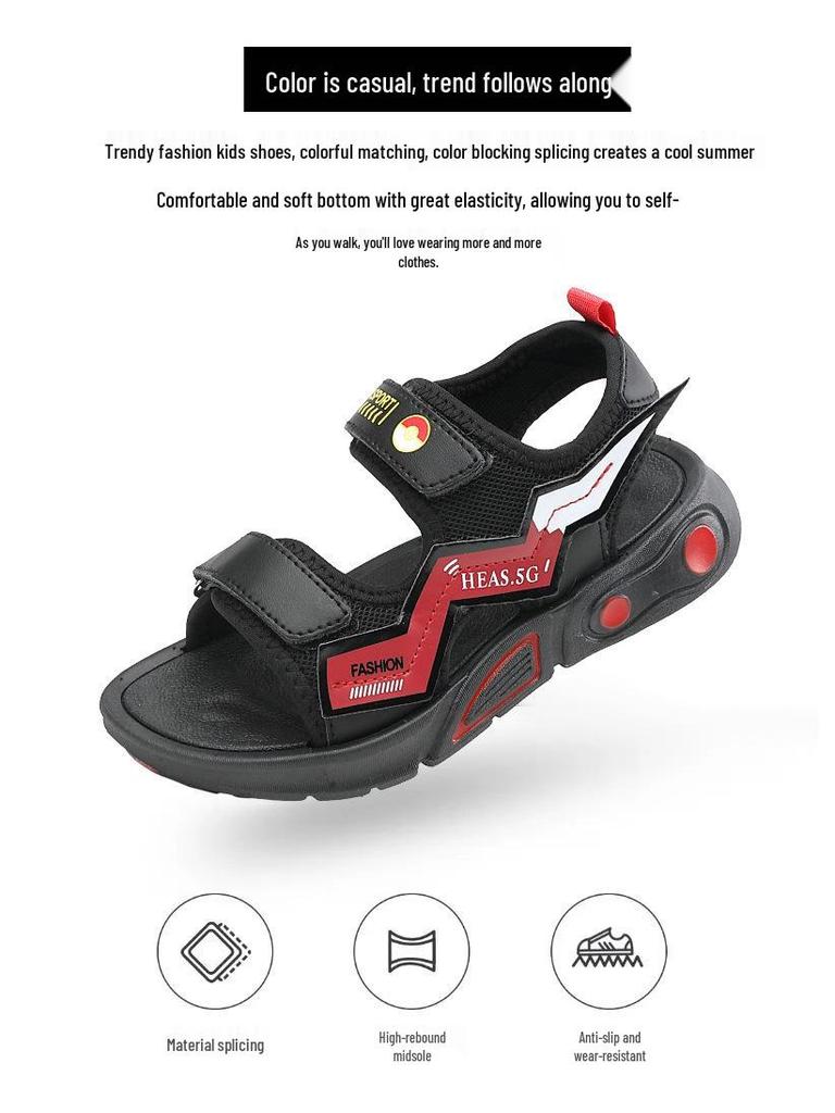 Summer 2025 Boys' Non-slip Sports Sandals: Soft Sole, Lightweight Beach Flip-flops for Kids