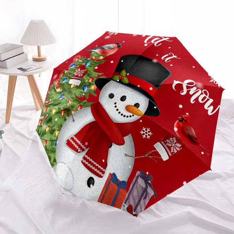 1pc Christmas Snowman Decorations Umbrella with Plastic Handle,Suitable for All Seasons Home Travel Outdoor UmbrellaDD253