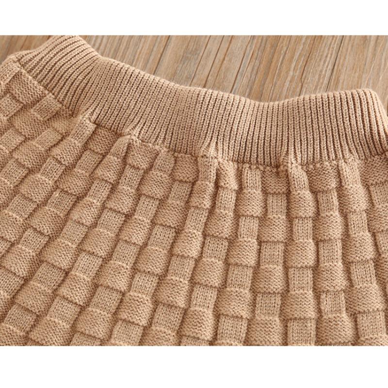 Autumn and Winter New Girls' Knitted Sweater Set, Children's Cardigan Two-piece Set, Top Half Skirt Cartoon Rabbit Red