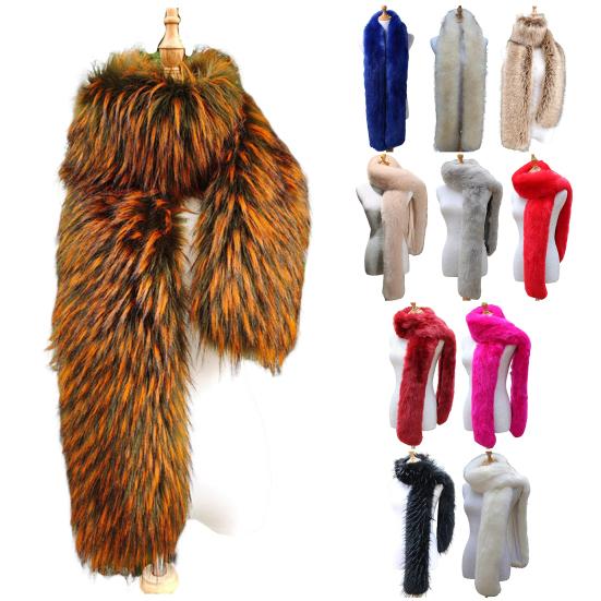 Women Long Scarf Solid Color Thickened Scarf Imitation Fox Fur Versatile Soft Scarf Winter Outdoor Wear