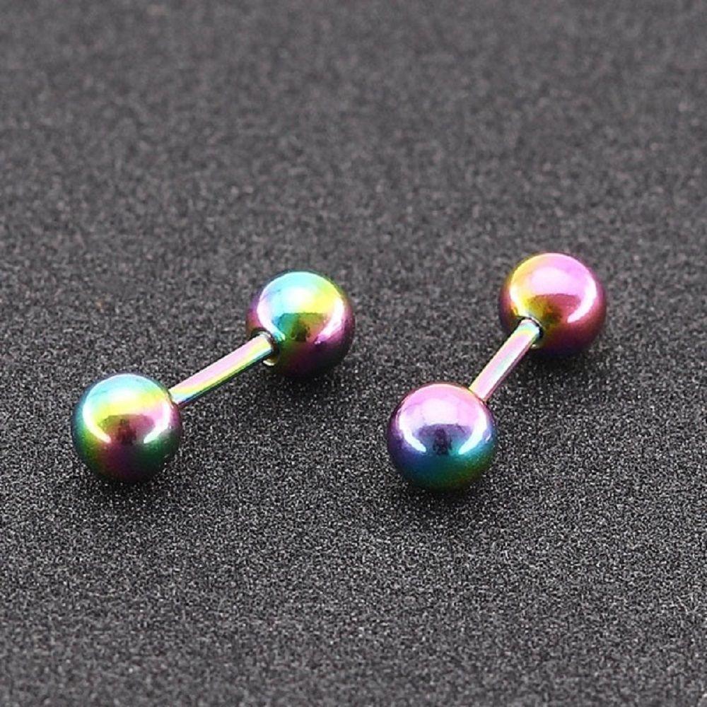 Girls Barbell Gold Round Studs Women Stud Earrings Stainless Steel Ball Fashion Jewelry Earrings