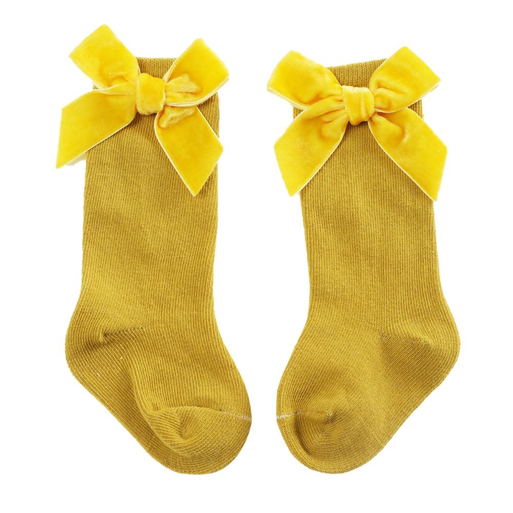 Носки для девочек Носки принцессы с бантом Гольфы для младенцев Носки до колена Тонкие хлопковые носки для новорожденных