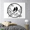 Black Metal Wall Art Birds on Branch Silhouette Wall Sculpture Hanging Sign Decor for Office Home Garden Bedroom Living Room