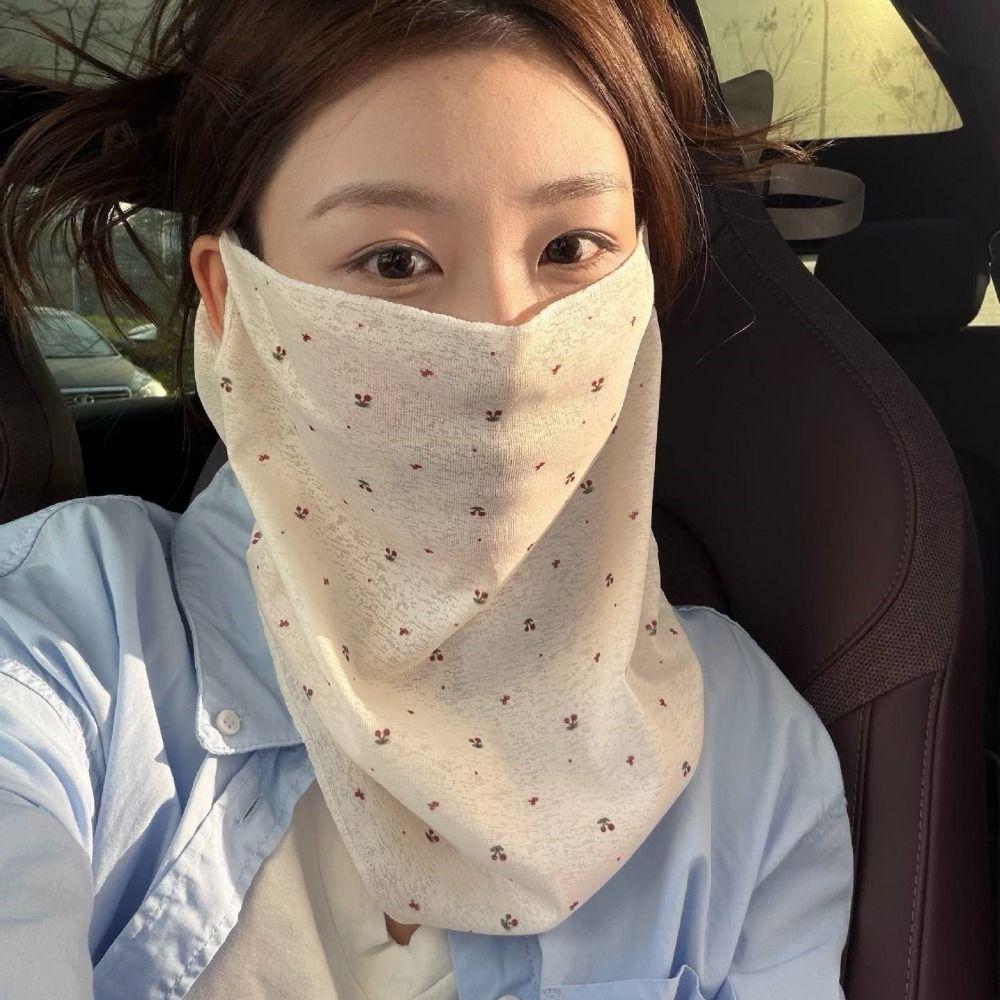 Breathable Women Mask Scarf Floral Printed Neck Gaiter Scarf for Summer Outdoor Sports