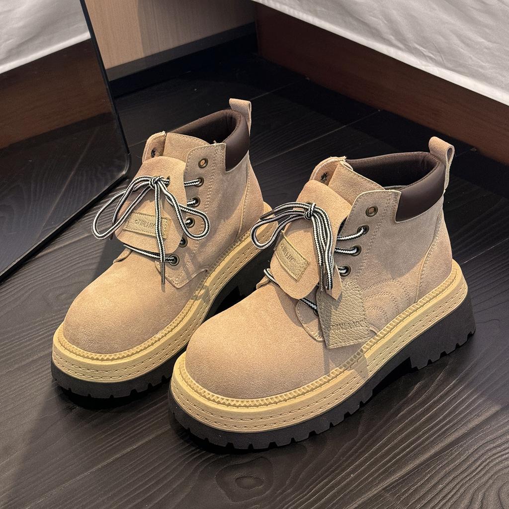 Martin Boots Women's 2025 New Autumn Rhubarb Boots Fashionable Versatile Small Thick-soled Thin Short Boots