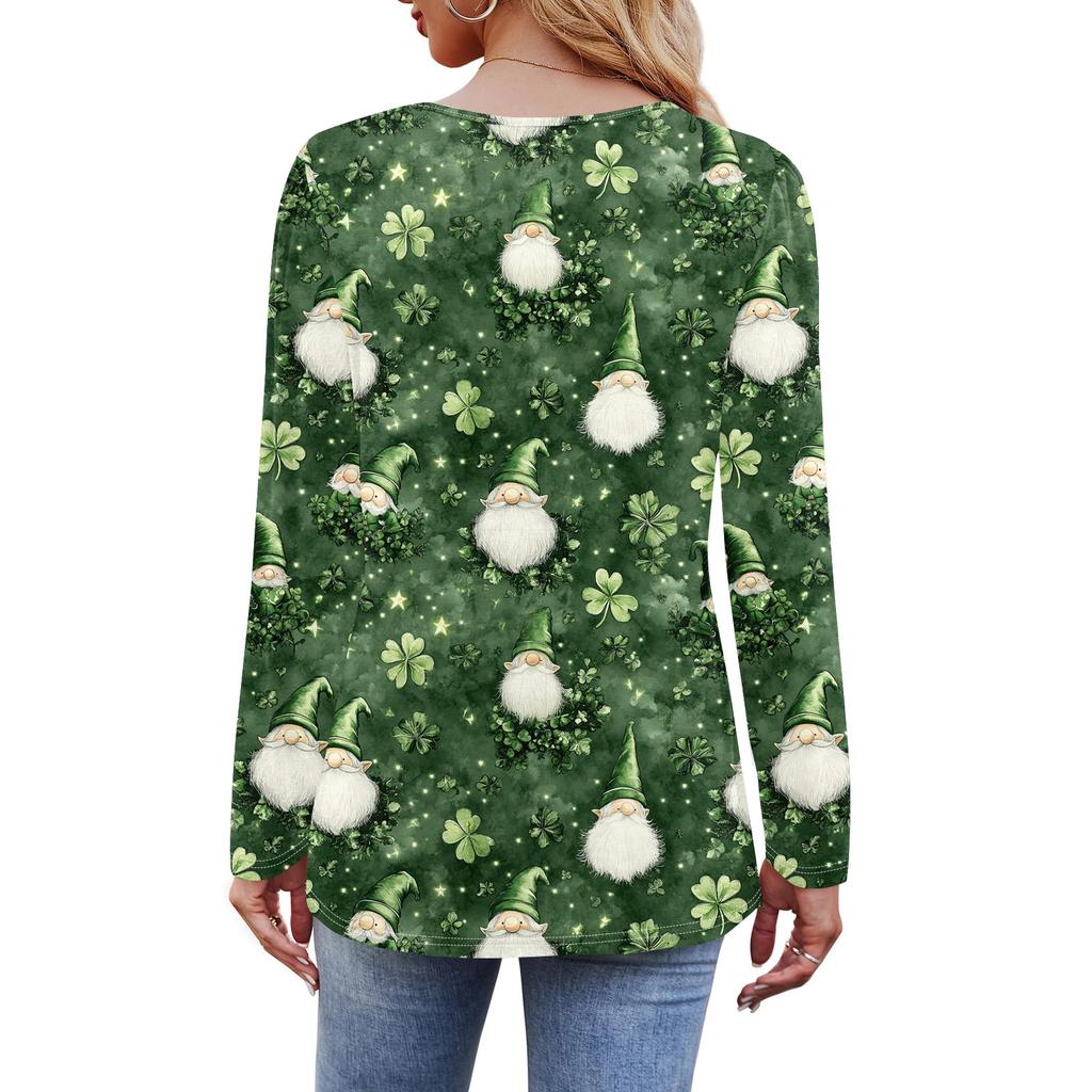 Женский свободный повседневный топ с круглым вырезом и длинными рукавами, модный топ