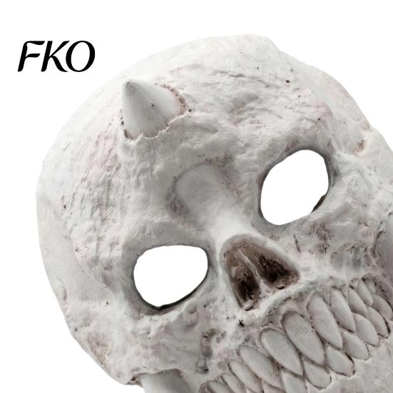 One-horned Fanged Mask Halloween Skeleton Mask, Horror Skull Distressed Lightweight Foam Full Face Cosplay for Costume Party Props Unobstructed Vision
