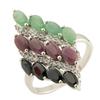 Silver Ring with Natural Emerald 3.18ct, Sapphire, Ruby, Item Weight 4.26 Gr (0582559)