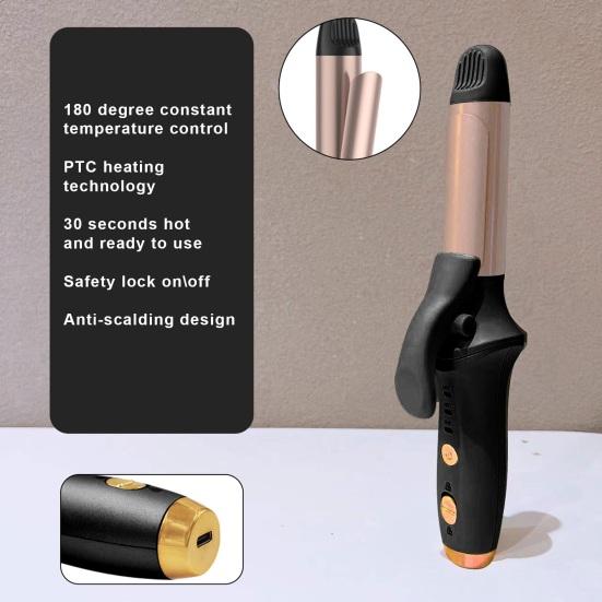 Cordless Hair Curling Iron 3 Temperature Adjustable Rechargeable Fast Heating Hair Curler Straightener Portable Electric Curling Wand Women