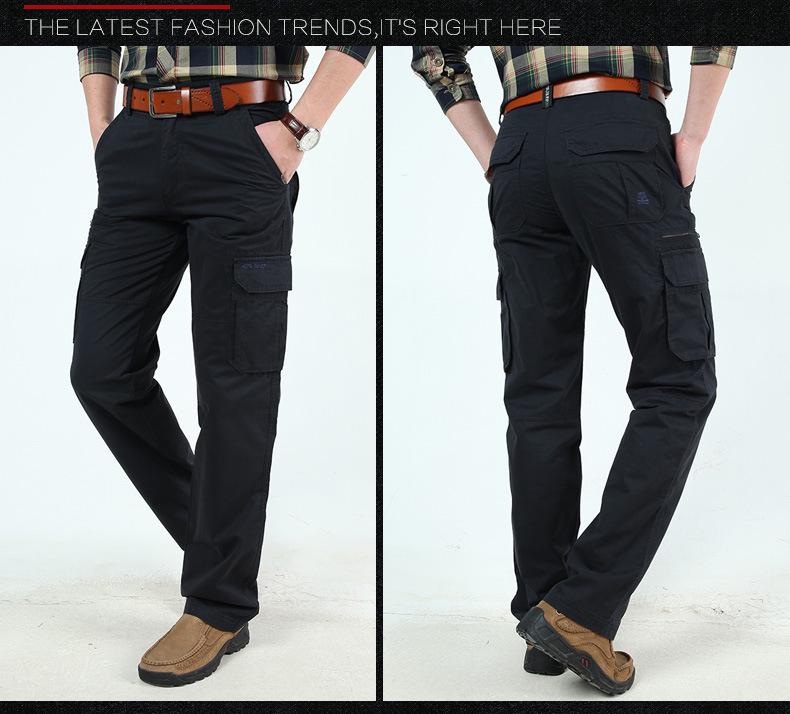 Мужские брюки хаки из стираного хлопка с несколькими карманами, европейско-американский стиль, 2017 - Модель 9913