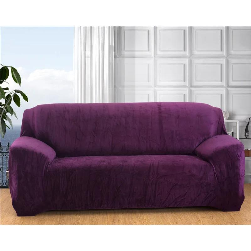 Thicken Plush Elastic Sofa Covers for Living Room Sectional Corner Furniture Slipcover Couch Cover 1/2/3/4 Seater Solid Color