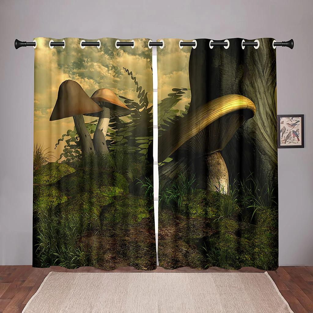 Природа Грибной лесМечтательная затемняющая оконная занавеска для спальни, гостиной, ванной комнаты, кухни, двери зала, высокая затененность, новая мода