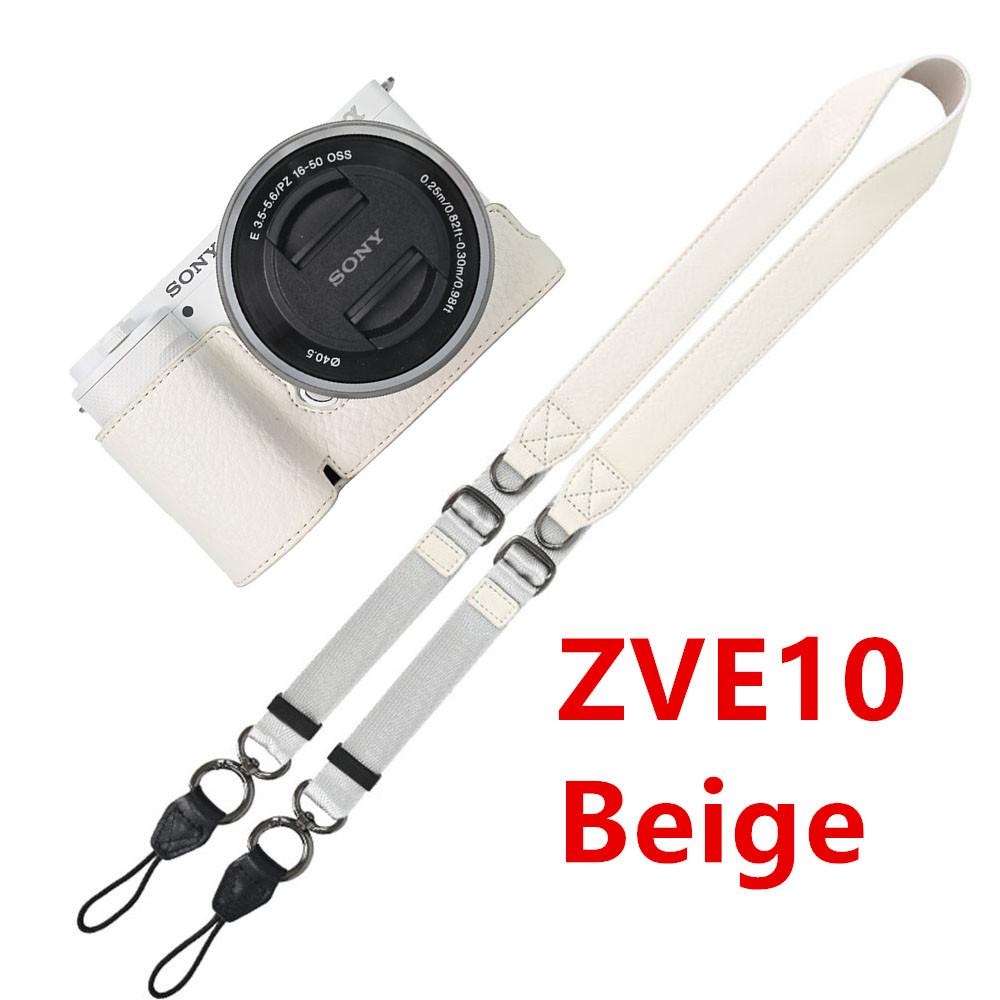 Получехол для камеры из ПУ кожи личи для Sony A6700 A6400 A6300 A6100 A6000 ZVE10 ZVE10II ZVE10M2 с открывающимся снизу чехлом и ремешком
