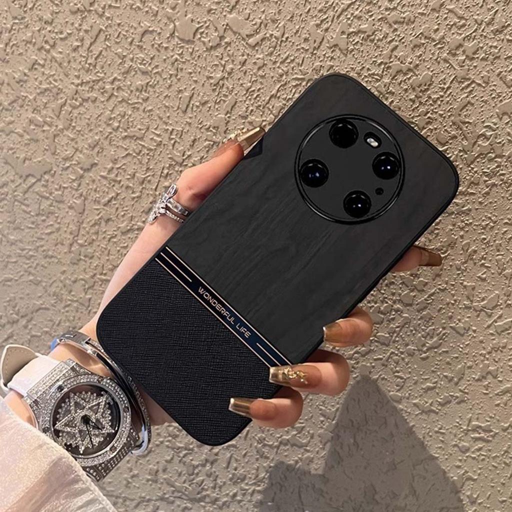 Чехол для мобильного телефона Huawei Mate60pro, кожа с текстурой дерева, подходит для P60, контрастный цвет, 50/40pro, матовая противоударная крышка