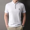 Мужская футболка-поло с коротким рукавом, легкая и зрелая, повседневная, с вышивкой, однотонная, с отложным воротником, вышитая, для ношения под низ