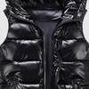 Women Winter Vest Solid Color Hooded Warm Elastic Hem Pockets Bright Color Quilted Vest Waistcoat