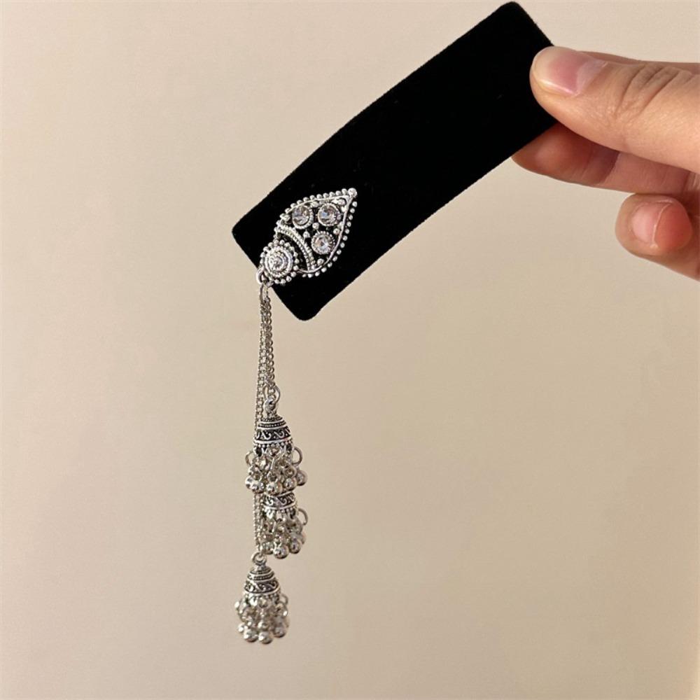 Бархатная повязка для волос с кисточками и колокольчиками, заколка для волос в китайском стиле, украшение в этническом стиле