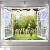 Imitation Window Flower Forest Landscape Painting Tapestry Wall Hanging Bohemian Style Psychedelic Mandala Home Decoration