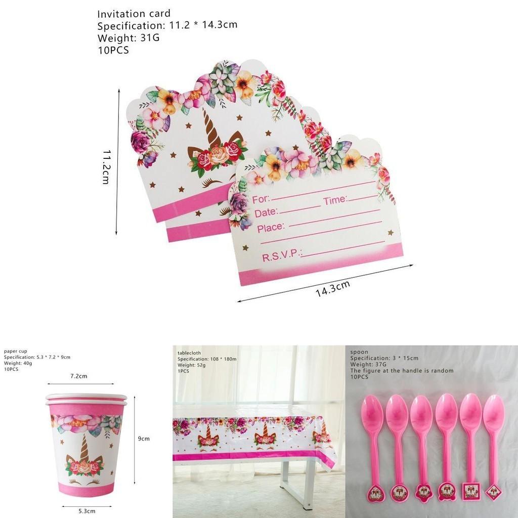 Венок Единорог Детские Принадлежности для Дня Рождения Красочная Посуда Тарелки Чашки и Вилки