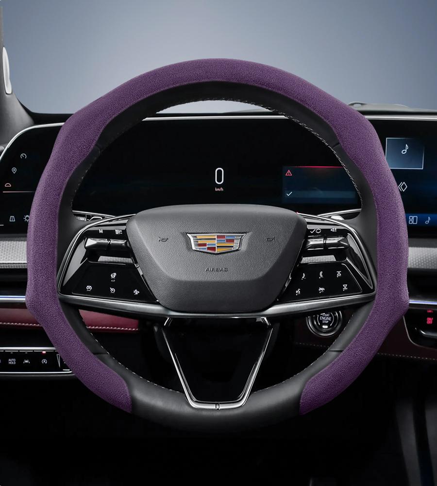 Suitable for Cadillac Premium Suede Snap-On Steering Wheel Cover Anti-Slip Durable Car Accessories Cts 2013 Ct4 Carbon Interior Ct5 Xt5 Xt4 Xt6 Escala