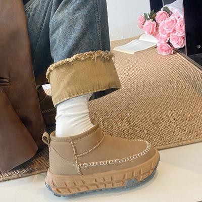 Зимние ботинки подошва шина Париж 2024 осень и зима новые зимние ботинки Северо-восток бархат низкий верх теплые толстая подошва хлопковые ботинки