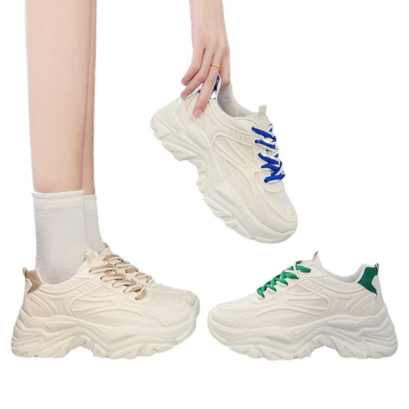Папины кроссовки Новые женские весенне-осеннего сезона Показывающие стопу Маленькие на толстой подошве Легкие спортивные туфли