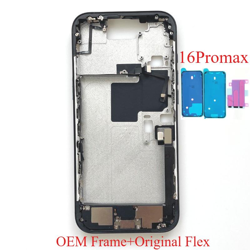 Для iPhone 16 Pro Max Полный корпус Средняя рамка Окантовка С кабелем шлейфа кнопок громкости и питания Боковая кнопка Шасси Запасные части для ремонта