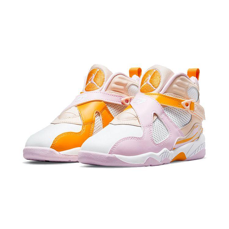 Air Jordan 8 Retro PS Light Arctic Pink Kids Sneakers Orange-Pearl White University-Gold 580529-816