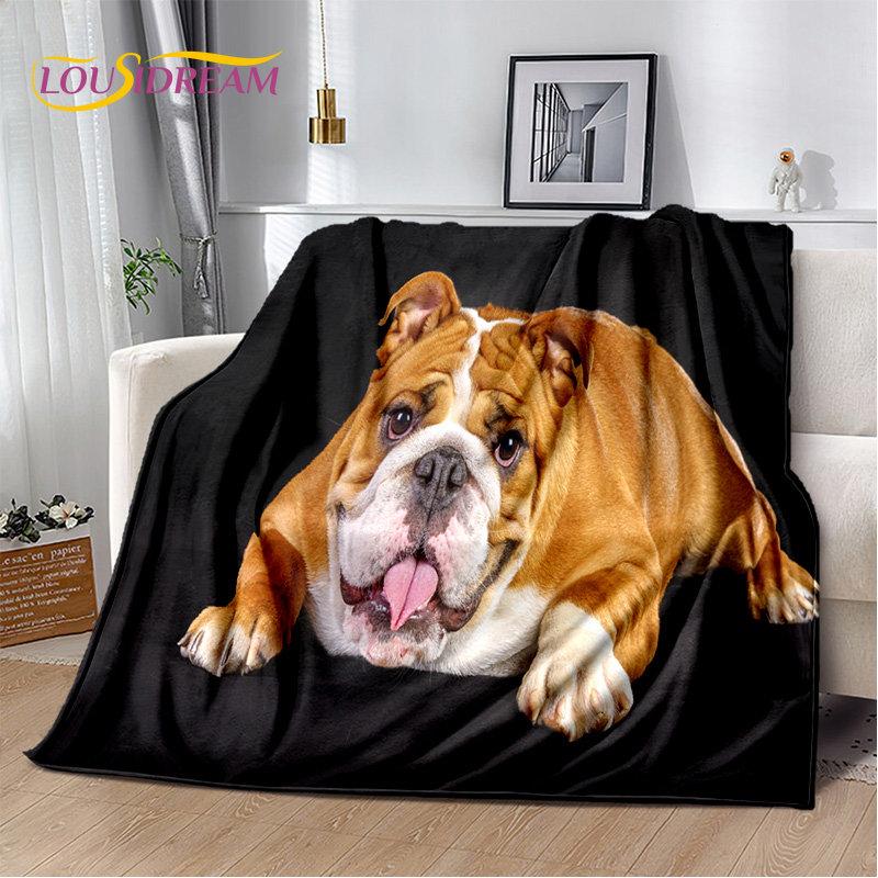 Cartoon French Pit Bull Dog Pet Soft Plush Blanket,Flannel Blanket Throw Blanket for Living Room Bedroom Bed Sofa Picnic Cover