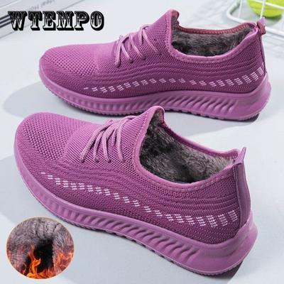 Зимние туфли из ткани, женские одинарные туфли с мягкой подошвой, нескользящая плоская подошва с толстым бархатом и теплые женские туфли из хлопка