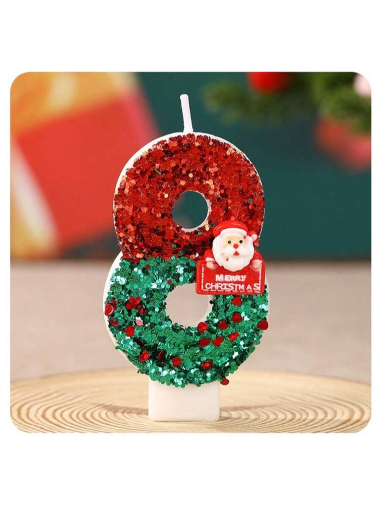 Christmas 0-9 Number Candle 3D Page Cartoon Character Children Party Cake Plug-in Birthday Cake Decoration Gift