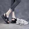 Fashion High Quality 7CM Women Genuine Leather Wedges Sandals New Summer Platform High Heel Cross Peep Toe Sandals Concise Casual Shoes