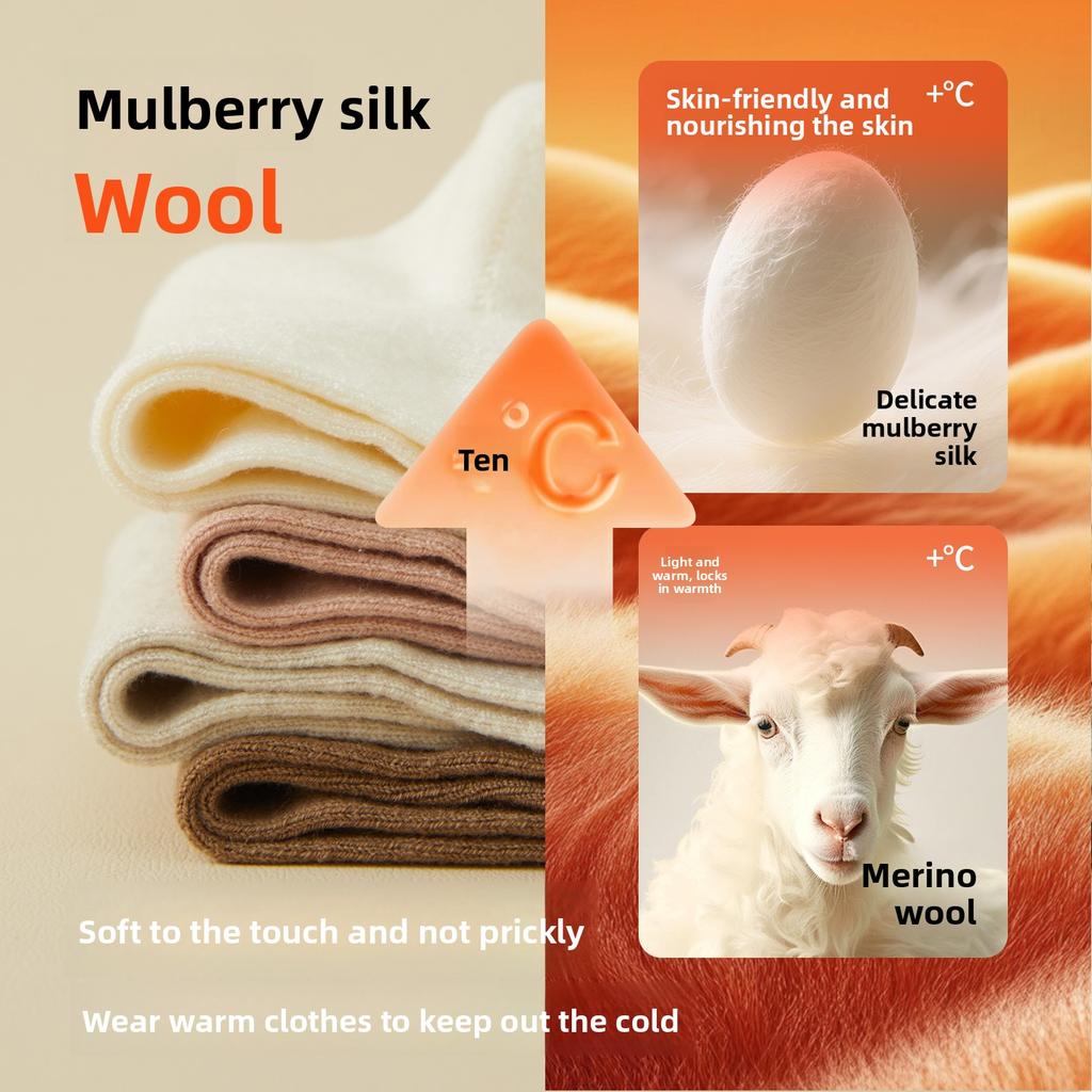 Женские шерстяные утолщенные теплосберегающие и теплые носки средней длины с эластичностью и без швов, изготовленные из шелка-тусса.