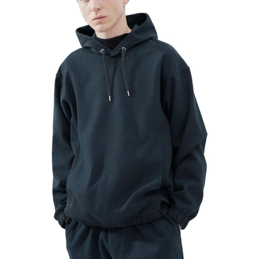 Uniqlo FW23 Серия U Однотонный Вязаный Худи с Длинным Рукавом Мужской свитшот Сине-Зеленый 461550-67