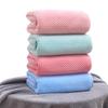 Soft Absorbent Coral Fleece Bath Towel with Pineapple Grid & Embroidered Logo, Thickened, Non-Shedding Pure Polyester