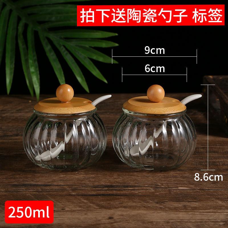 Прозрачная стеклянная банка для приправ с деревянной крышкой, стеклянная бутылка для приправ, бытовой кухонный инструмент для приправ, ящик для хранения соли