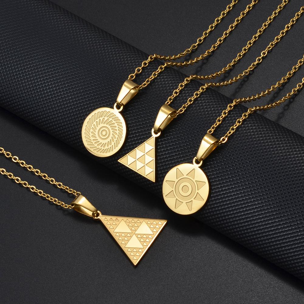 Pintadera Canaria Spain Traditional Ethnic Symbols Pendant Necklaces For Woman Jewelry #612062