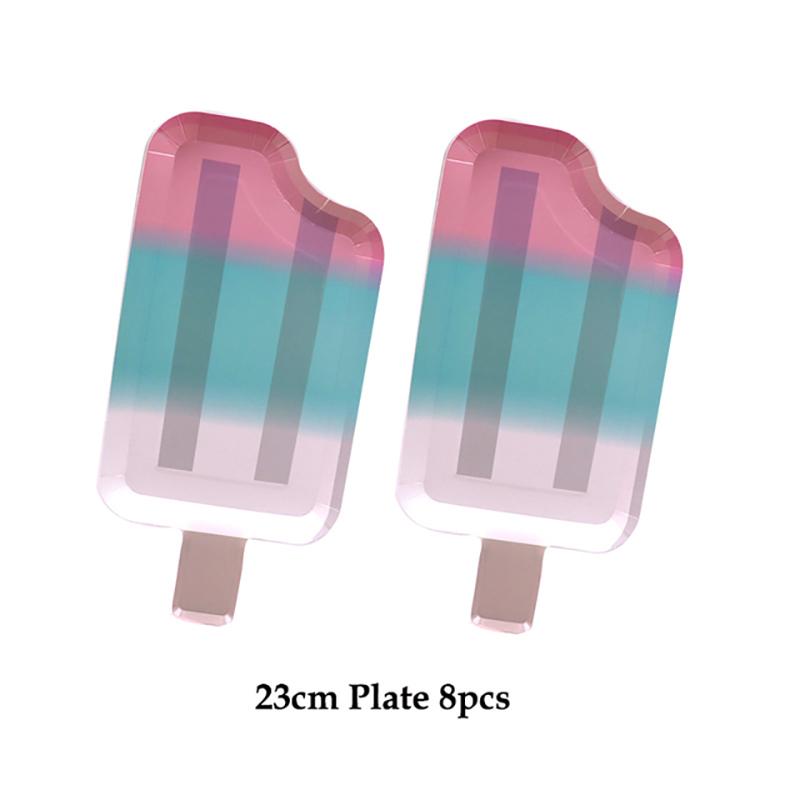 Мороженое День рождения Украшения Детские игрушки Baby Shower Одноразовая посуда Бумажные тарелки Стаканы Воздушные шары Флаги Товары для вечеринок