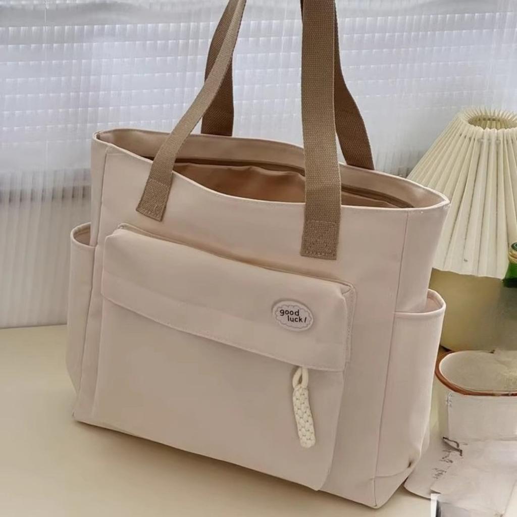 Original Design Japanese Knot Commuter Thick Nylon Tote Bag Casual Art Student Simple One Shoulder Handbag