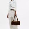 COACH shoulder bag SS26 Spring and Summer Show Style Kisslock 33 Metal Hardware Cylindrical Underarm Grained Leather and Suede Large Women's Chocolate