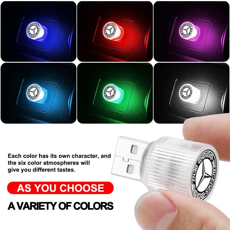 AABIH1 Car Emblem USB Atmosphere Light Portable Car Mini LED Lamp Caps Stickers For Mercedes-Benz C320 CL55 CL600 CL65 C240 C280 C320