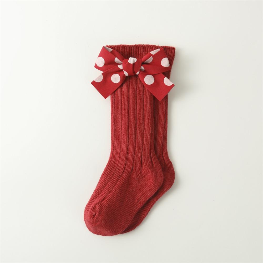 Casual Toddler  Hosiery Bowknot Bow Middle Tube Socks New Red Socks  Autumn Winter
