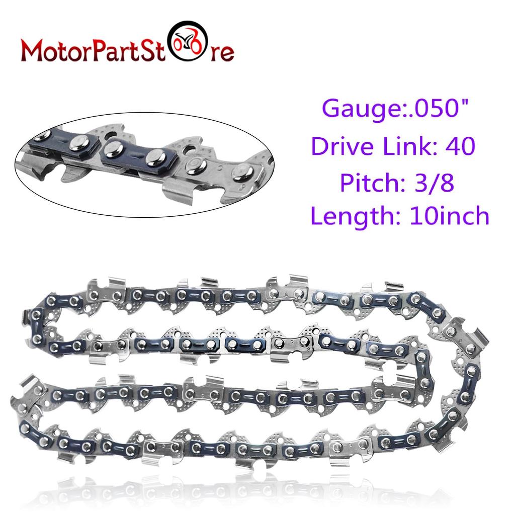10 Inch Chainsaw Chain 3/8" LP Pitch 0.050" Gauge 40 Drive Links for Craftsman Echo Poulan Stihl Oregon Ryobi Chains and More