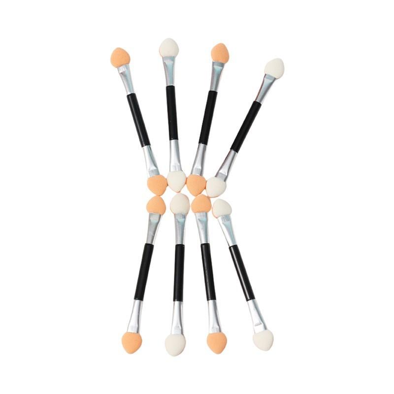 Disposable Aluminum Tube Double-ended Eyeshadow Stick, Manicure Smudge and Trim Brush, Beauty Tool, Eye Makeup Brush.