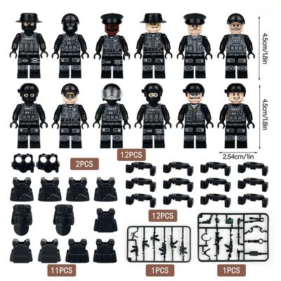 Военная серия Черная Специальная полиция Антитеррористическая полиция Фигурка Строительные блоки Игрушка