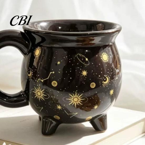 Halloween Coffee Cup Mug with Ergonomic Handle, 380ml Capacity, Ceramic Pot Shaped Novelty Creative Shape Cup, Hot And Cold Beverages Drinking