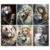 Diamond Painting New Collection 2024 Woman and Wolf Diy Full Square Round Drill Rhinestone Embroidery Animals Mosaic Cross Stitch Kits