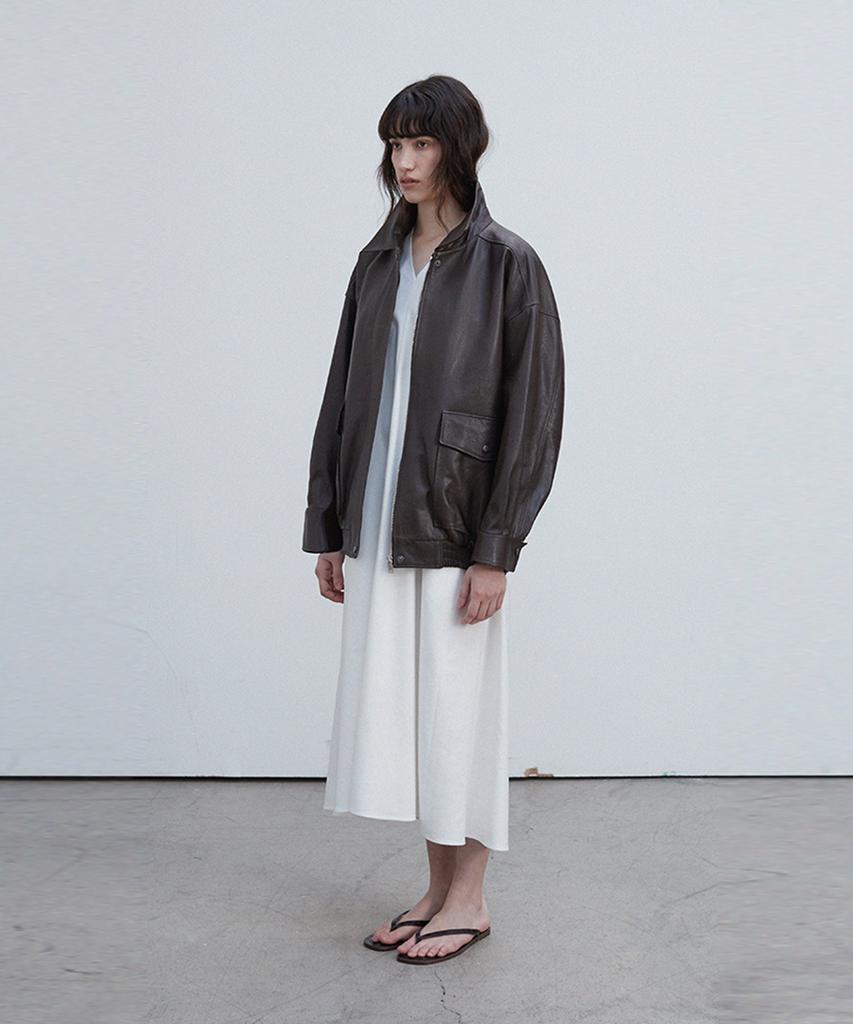 VERDEMAR Vegetable Lambskin Overfit Blouson_Deep Brown